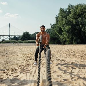 Close up of a person focusing during rhythmic exercise